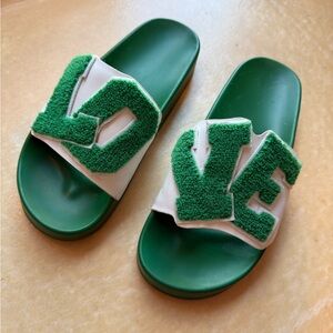 Tory Burch Sport Green LOVE Slides SZ 8